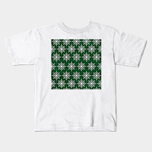 Snowflake Flower Pattern - Green Kids T-Shirt